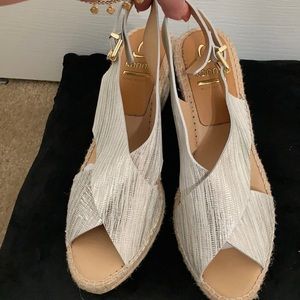 Kanna Silver and Tan Wedge Shoes